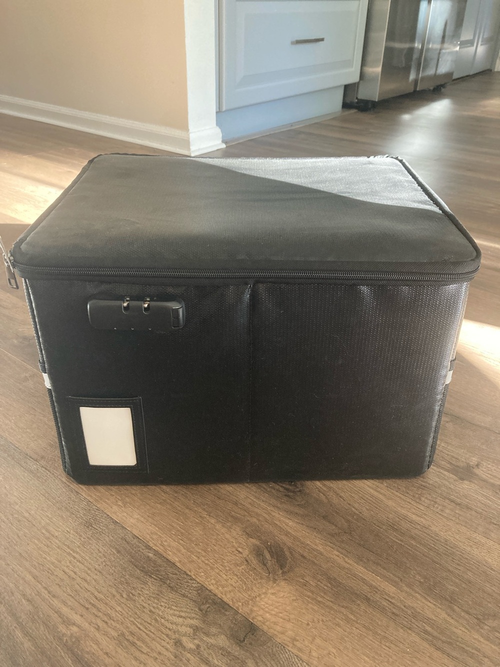 Fireproof Black Fabric Lockable Storage Box with ID Pocket